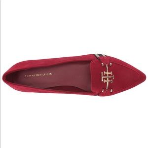 Red Tommy Hilfiger pointed toe flats